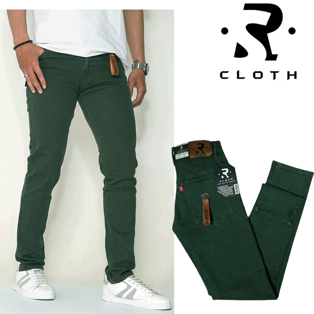 Celana Panjang Jeans Pria Denim Warna Hijau Army Skinny Ori Srcloth