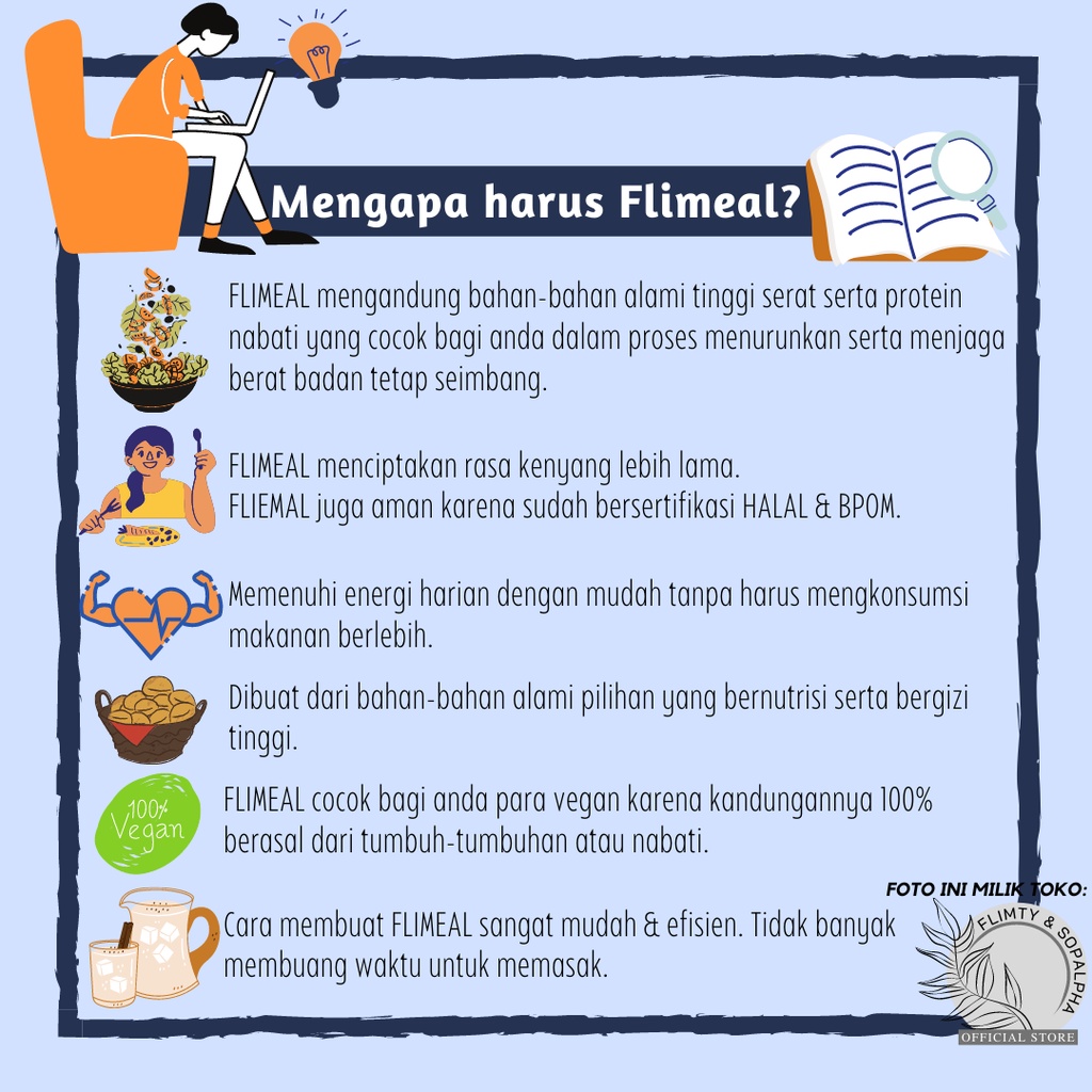 Flimeal Minuman Sereal Diet Rendah Kalori Pengganti Makan Makanan Meal Replacement Instant Meal BPOM