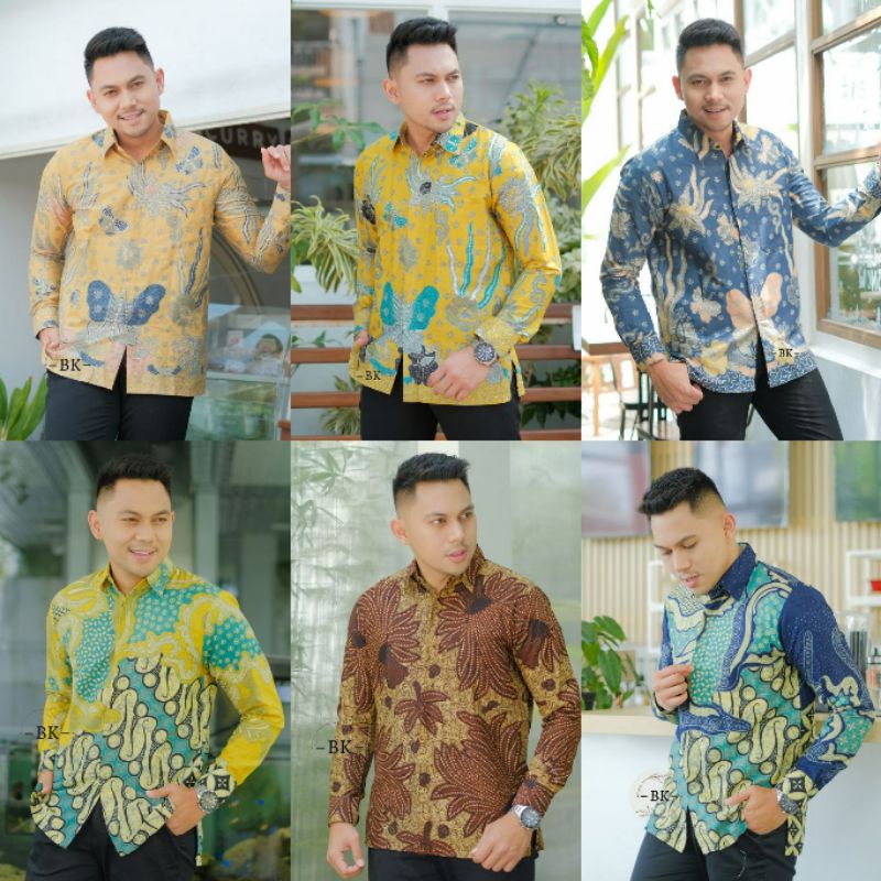 Kemeja Batik Pria Lengan Panjang M L XL XXL Baju Batik Pria Modern Batik Kerja Pria Batik Kantor Pria Seragam Batik