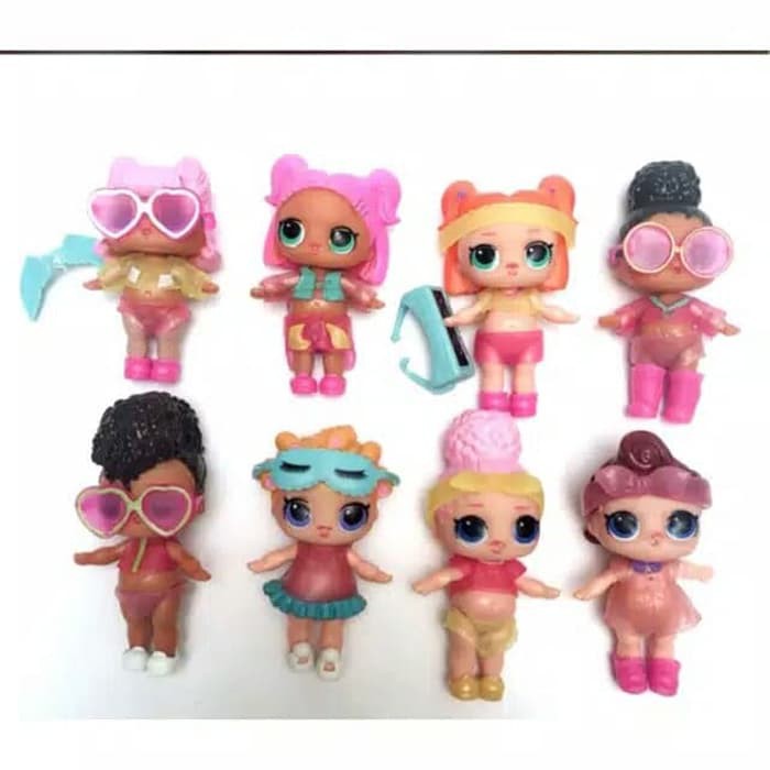 Figure lol kacamata baju transparan 1 set isi 8 pcs topper kue lol Mainan Figure Set murah