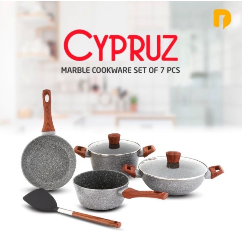 Cypruz marble set 7 pcs/ Panci set marble coating