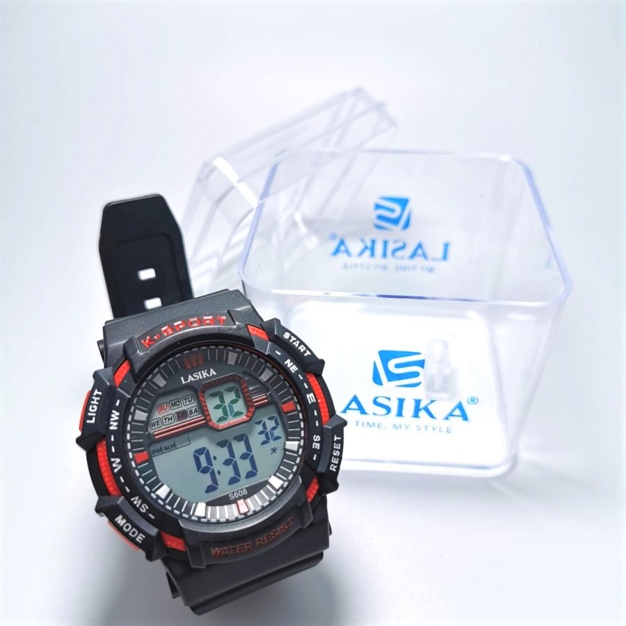 Jam tangan laki laki digital sport Lasika S608, tahan air & dapat kotak.