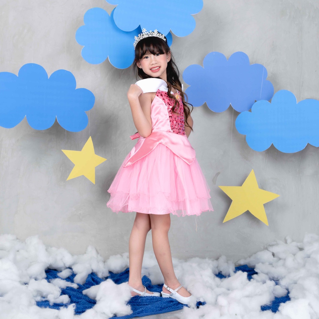 Eloise Dress Anak Perempuan Karakter Aurora Sleeping Beauty Lace Organdi Premium 747T