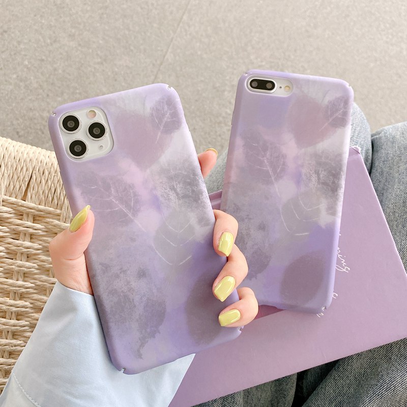 Original Ins Purple Violet Art Leaf Hard Case OPPO A31 A5