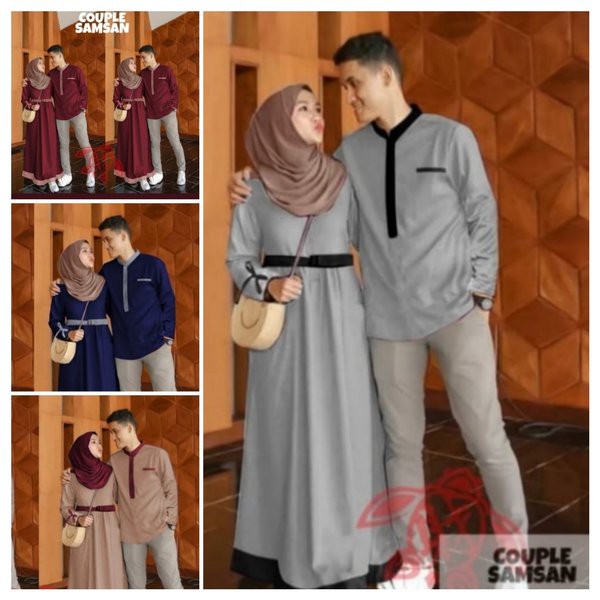 Samsan Couple Set Muslim Gamis Pasangan Remaja Cf Model Terbaru Fashion Muslim Shopee Indonesia
