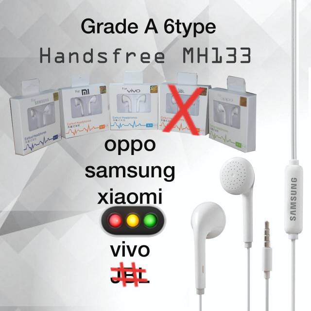 Headset MH133 Handsfree Branded Merk HP GROSIR PARTAIAN Earphones Universal Stereo 3.5mm With Mics