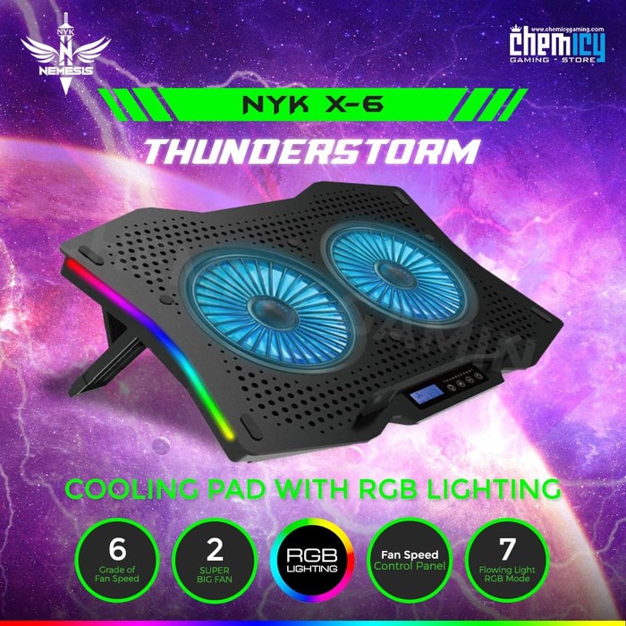 NYK X6 Thunderstorm Gaming Cooling Pad Laptop 2 Fan