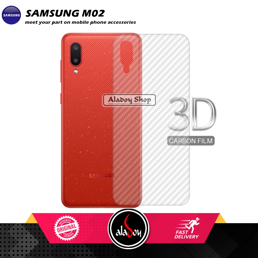 Case SAMSUNG M02 Armor Fushion Transparent Casing + Tempered Glass Full Layar dan Skin Carbon