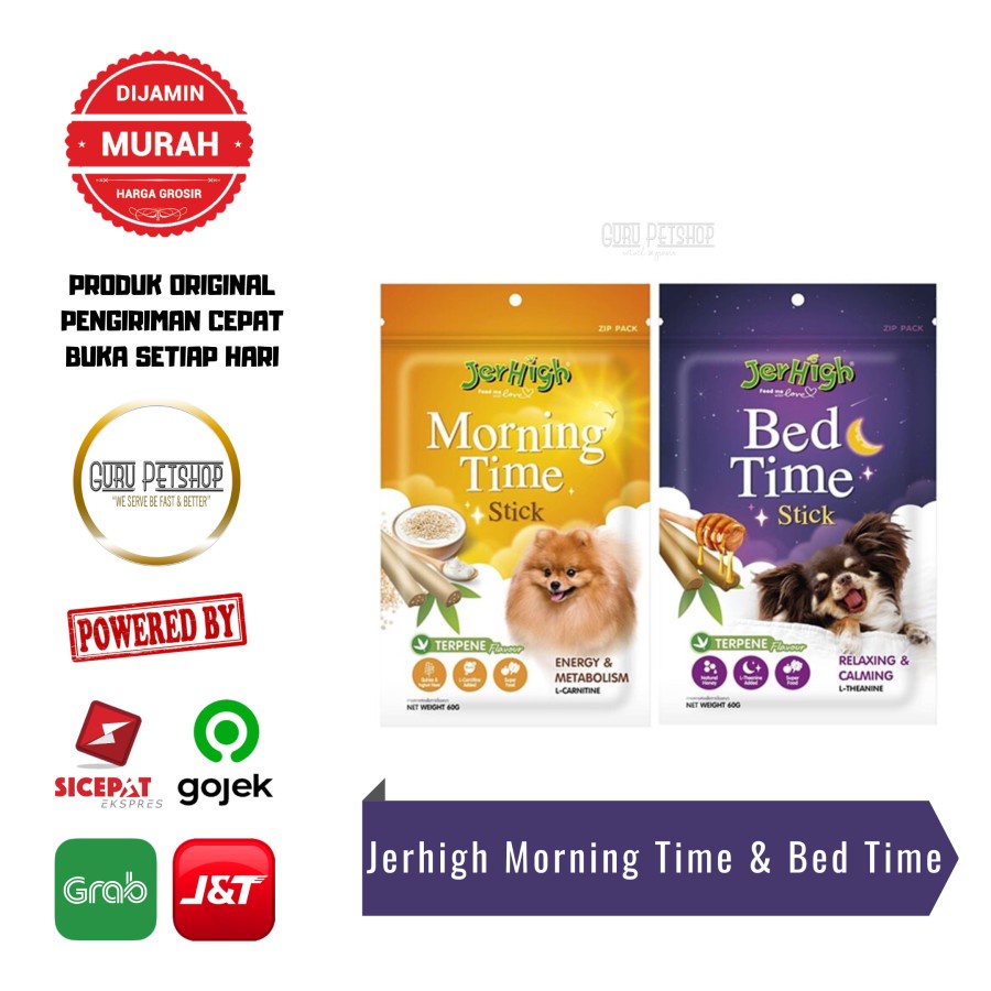 Jerhigh Stick Morning Time &amp; Bed Time 60g Camilan Anjing Dog Treats