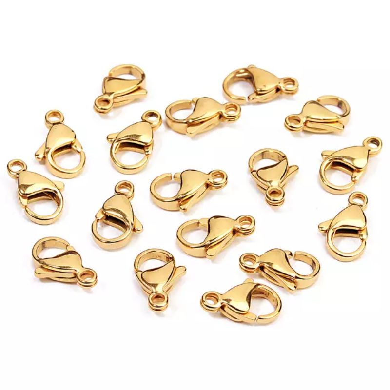 100pcs Gold Silver Plated Black  Lobster Claw Clasp 8mm 10mm 12mm 14mm 16mm 20mm 