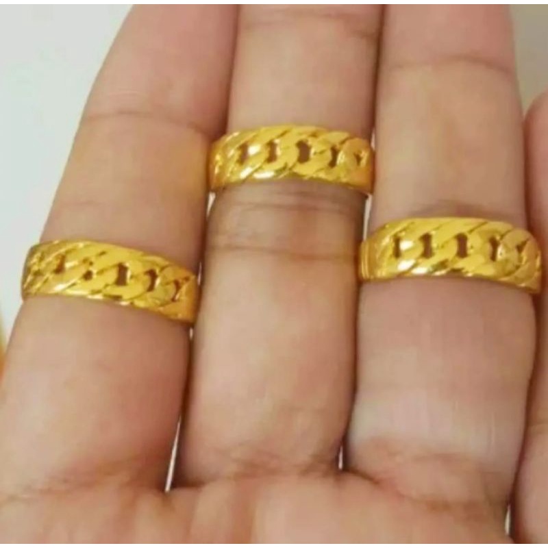 CINCIN TITANIUM RANTAI LAPIS EMAS 24K ANTI KARAT TERMURAH BERKUALITAS (COD)