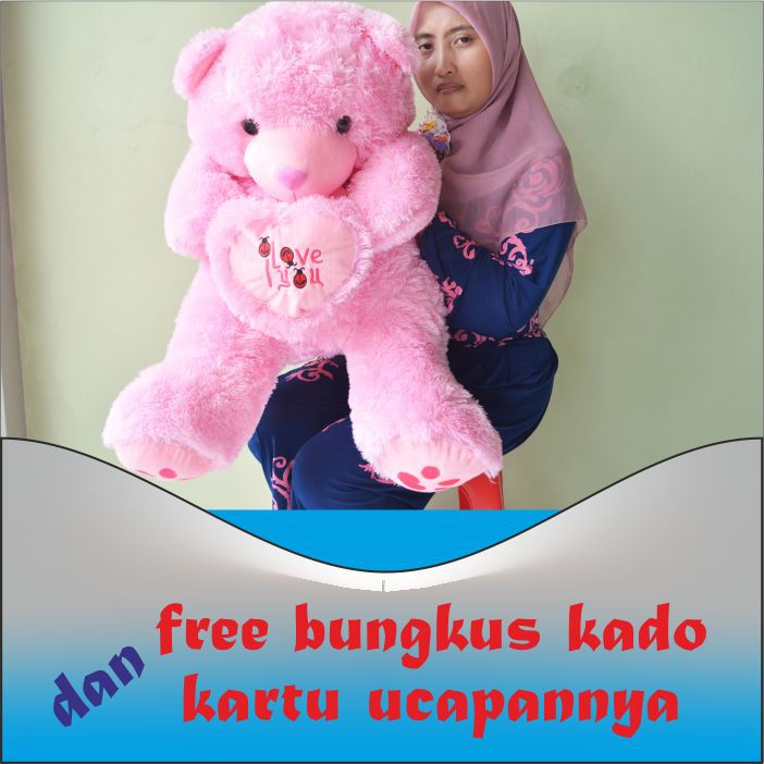 Boneka Teddy Bear I Love You Pink 80cm SNI