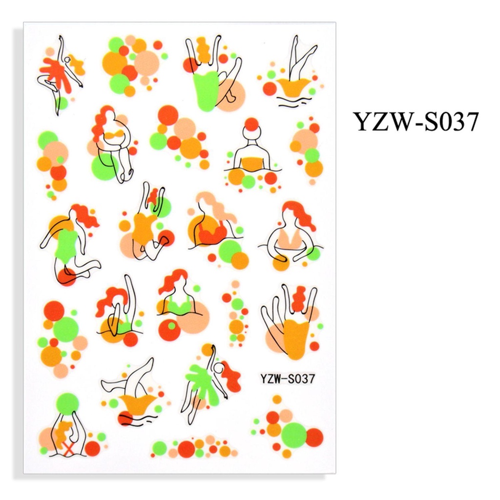 R-flower 1lembar Stiker Kuku Wanita Facial Graffiti Stylish Nail Art Dekorasi