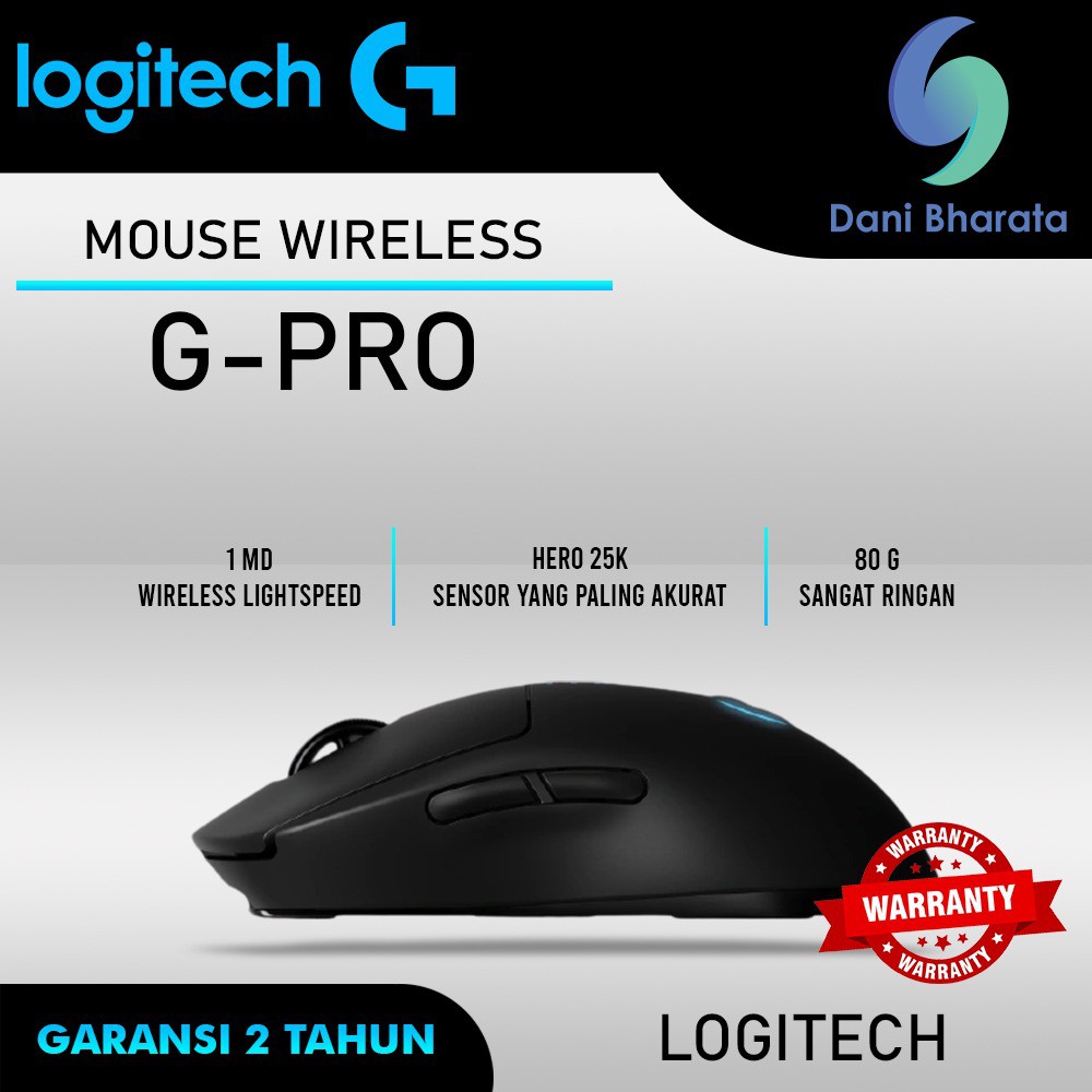 Logitech GPro / G Pro Wireless Gaming Mouse Garansi Resmi - Hitam