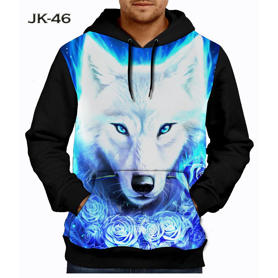 Jaket Wolf Dark Light Jaket Sweater Anak Printing 3D Jaket Hoodie Wolf Srigala Series Dewasa #JK-46