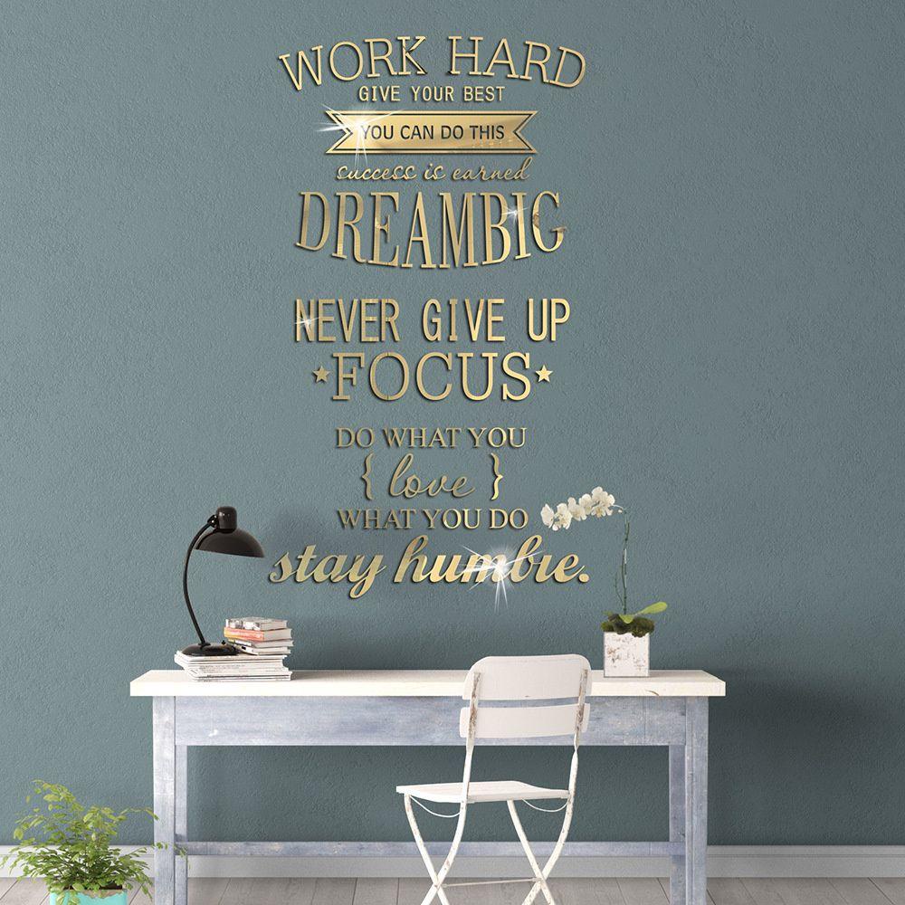 Stiker Dinding Motivasi Populer DIY Kamar Tidur Kantor Dekorasi Rumah Wall Art Sticker