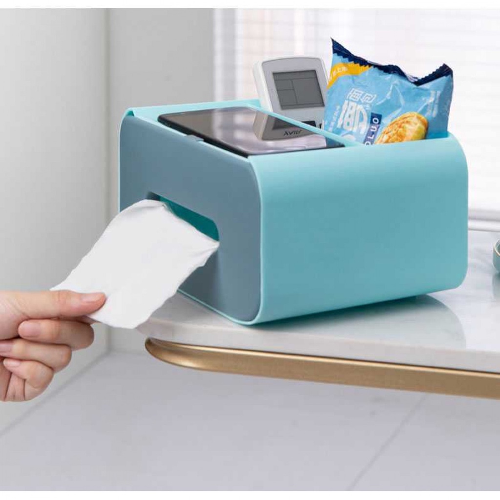 Kotak Tisu Organizer with Smartphone Holder - ZJ012 Putih