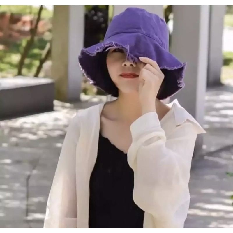 TOPI RUMBAI WANITA TOPI BUCKET RUMBAI BUCKET HAT RIPPED TOPI BUCKET HAT RAWIS RUMBAI