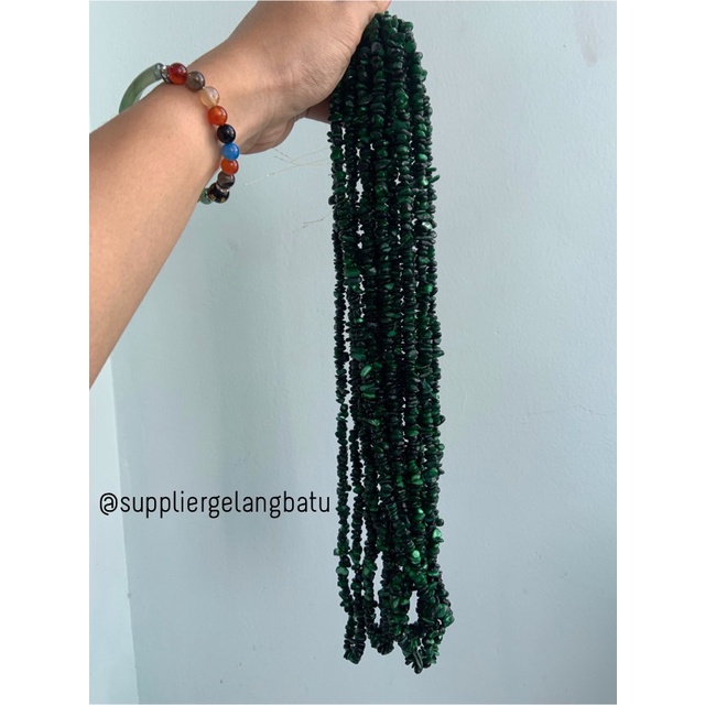 kerikil kerang DARK GREEN CARNELIAN 1cm bahan manik akik hijau tua