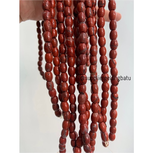 bahan renceng batu agate tabung coklat 6mm dark brown natural serat