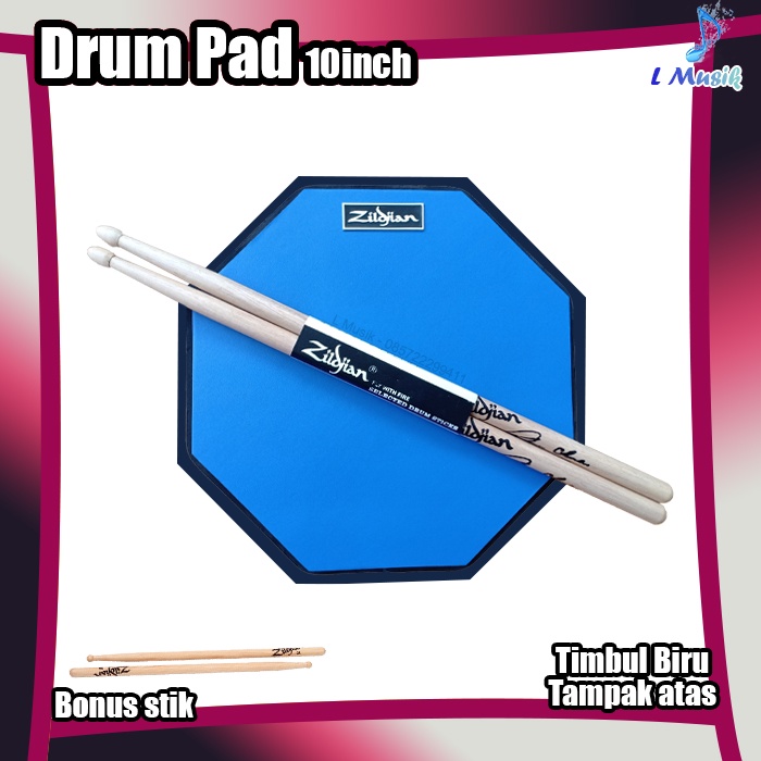 PAD DRUM 10IN BONUS STIK LATIHAN STICKING DRUM PAD