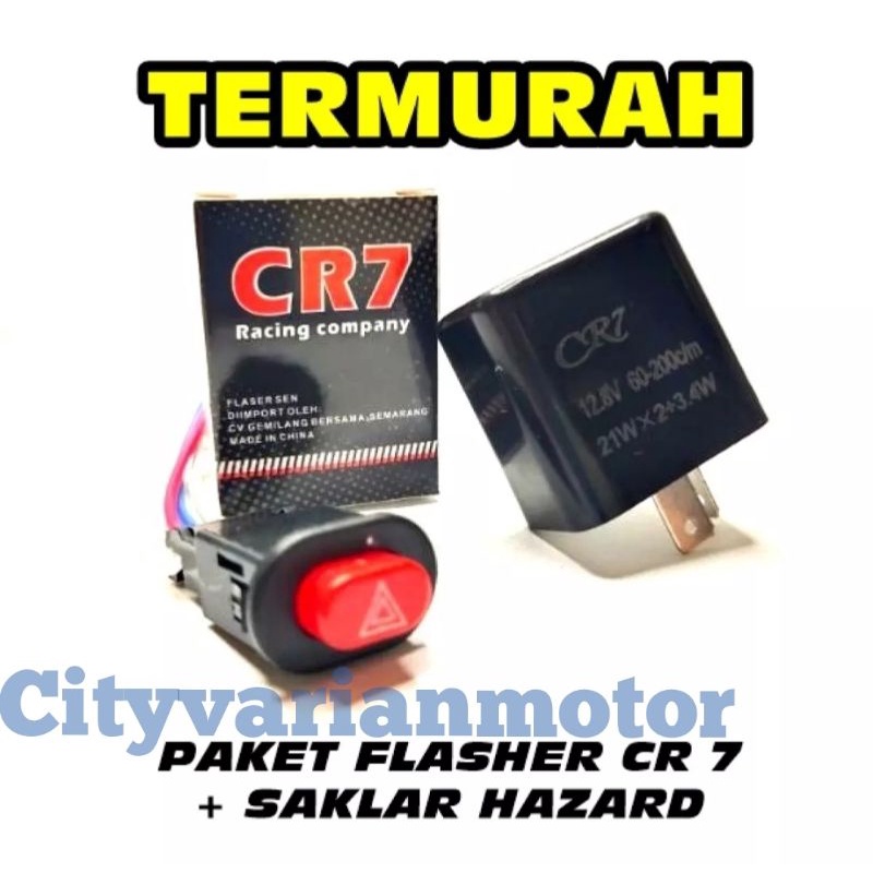 PROMO Flaser Sen CR7 + Saklar Tombol On Off Lampu Hazard Motor universal semua motor