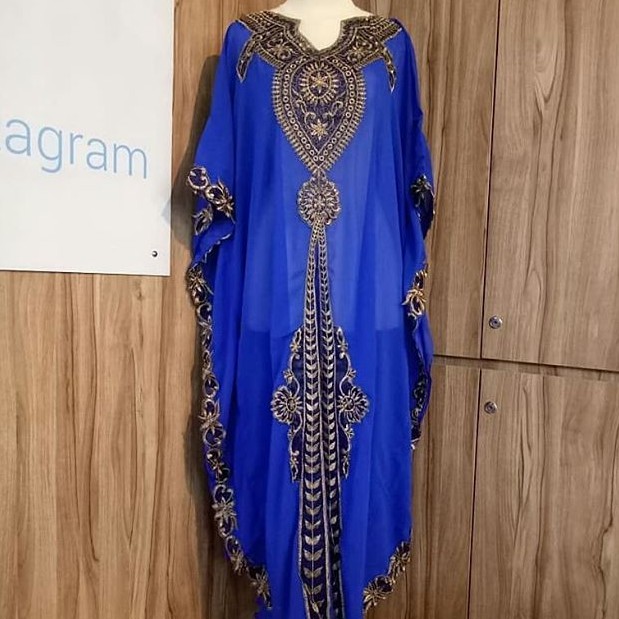 kaftan masayu biru elektrik