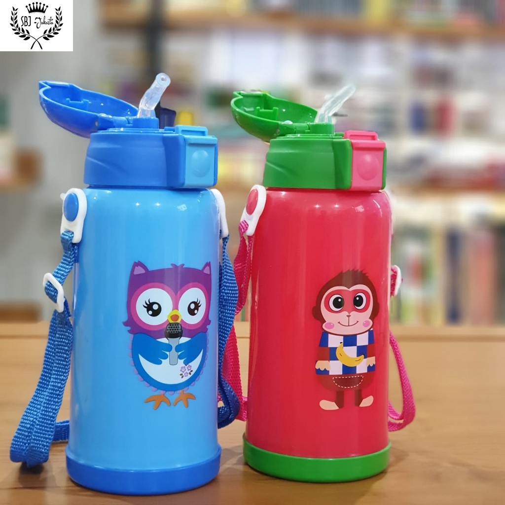 Animal Series III Botol air minum PLASTIK anak BPA Free 500 ml dengan Tali Selempang