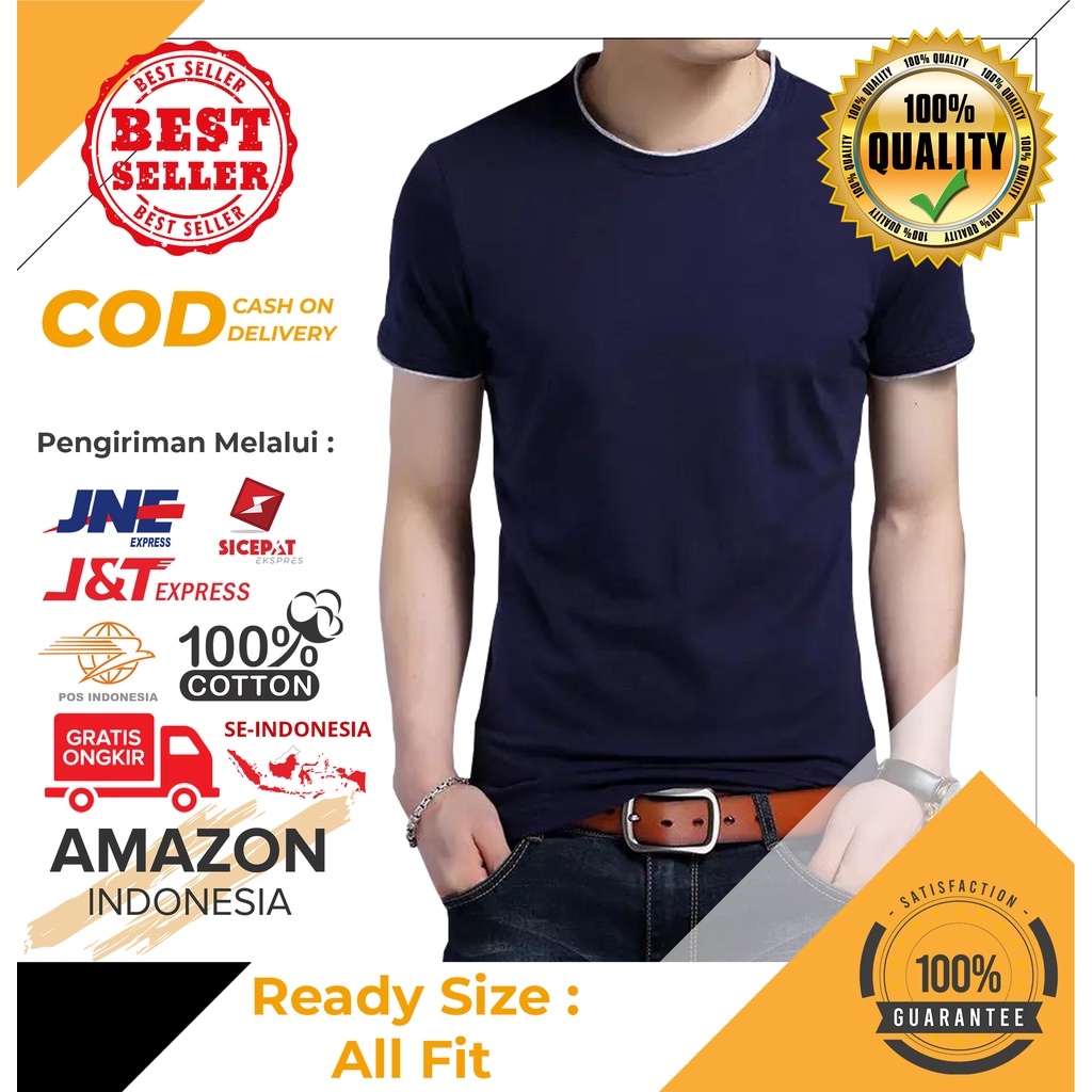 YANG LAGI HITS DICARI GAN Termurah Obulo Warna Navy Kaos Pria Cowo Kantor Kasual Formal Lengan Pendek