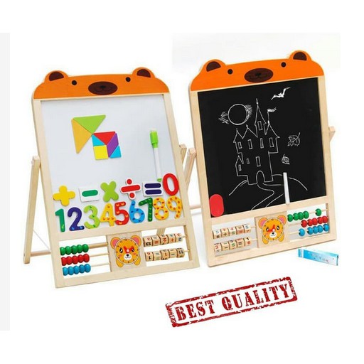 

KADO ANAK - Papan Tulis Anak 2in1 White & Black / Learning Board Mainan Edukasi Magnet ABC