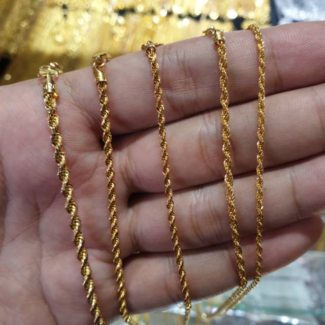 Kalung tambang dewasa berat 1,5 - 5 gram emas kadar 375 & 420%