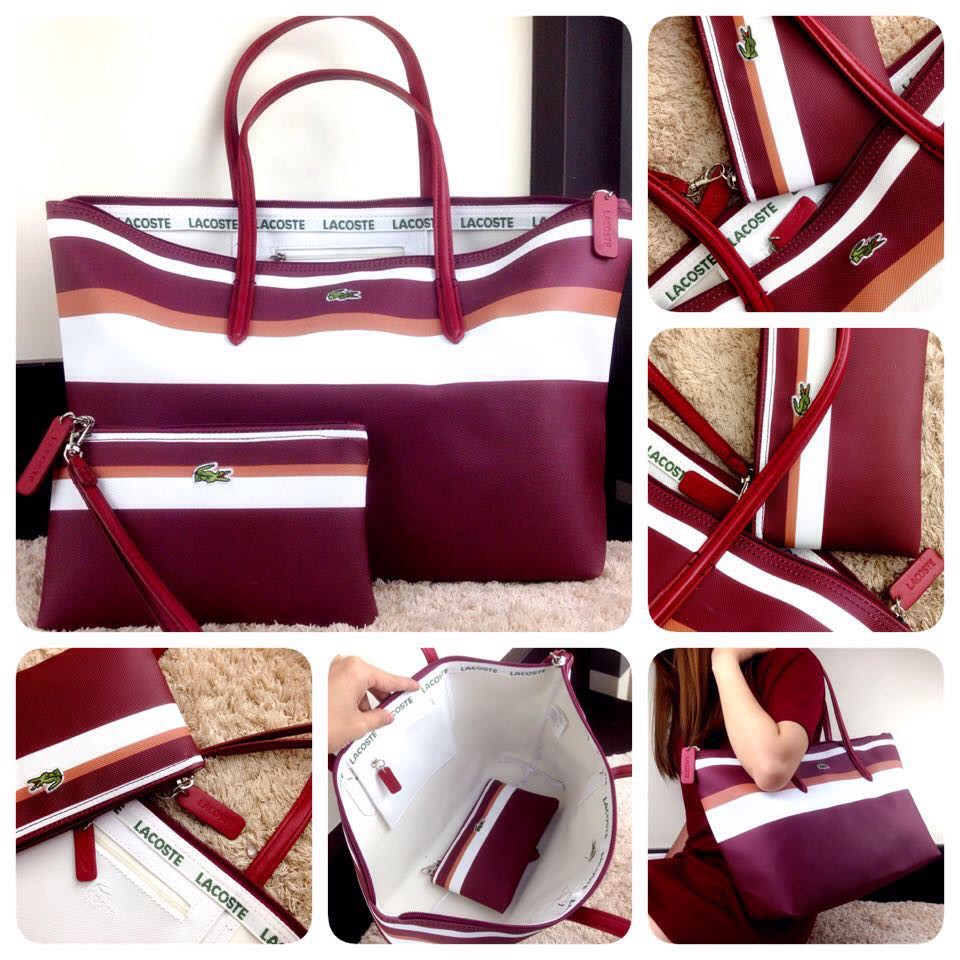 New Arrival LACOSTE GEOMETRIC  Shopping Bag SS17 With Pouch