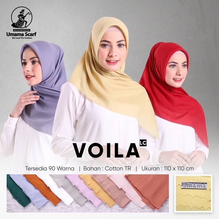 VOILA LC UMAMA Hijab Segi empat  Laser Cut Ori Umama Bahan Cotton Paris