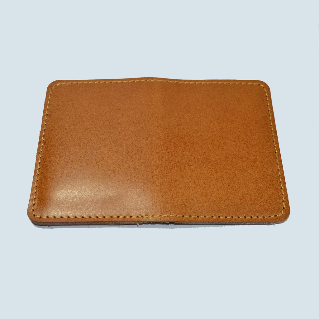 dompet kartu lipat kulit asli unik simpel slim - minimalis wallet tan