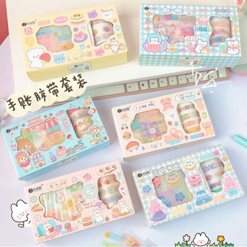 

Cartoon Pink Girl Washi Tape And Sticker Set