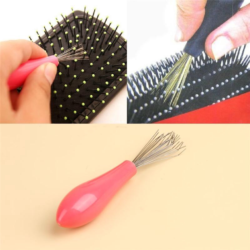 Comb Hair Brush Cleaner Embedded Tool Salon Home Pick Plastic Handle