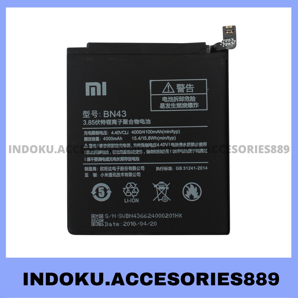 Baterai xiaomi Redmi Note 4x BN43 Original