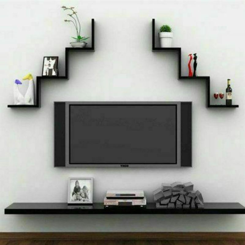 MEJA TV MINIMALIS MURAH MODERN Rak TV Dinding Tempel Nakas Kayu  Hiasan Dinding Dekorasi Dinding Bv