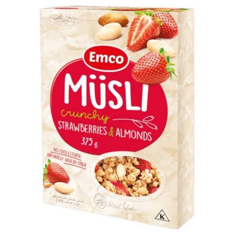 

Muesli Crunchy dengan buah Strawberry dan Kacang Almond /Sereal 375gr/import