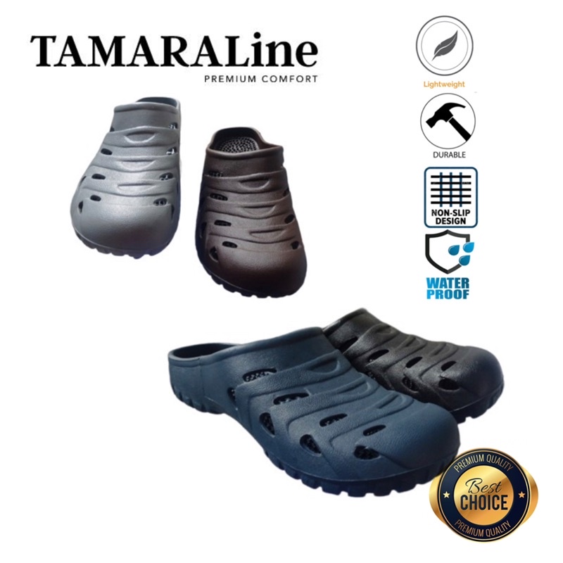 Sepatu Sandal Selop Slide Slip on Karet Pria Dewasa / Remaja - TAMARALINE 179 / Bahan Premium Lentur Empuk Ringan Kuat Anti Slip Anti Air / Model Sporty Santai Rumah Kerja Outdoor Kamar Mandi  Murah Original