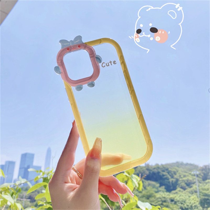 Soft Case Pelindung Lensa Monster Kecil Warna Permen Tahan Banting Anti Gores Bumper Untuk iPhone 14 13 12 11 Pro Max X Xr Xs Max 7 8 6 6s Plus SE 2020