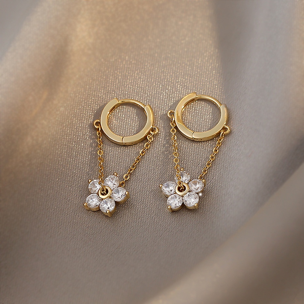 aaoottuuoo5.id Cod   Korean Elegant Design Flower Long Tassel Pendant Earrings Hoop Summer Jewelry Gifts
