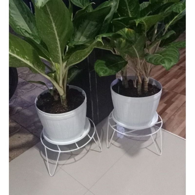 POT BUNGA BESI / STANDING POT RAM JUMBO DIAMETER 30CM TINGGI 15CM ELEGANT MODERN / RAK BUNGA BESI / 