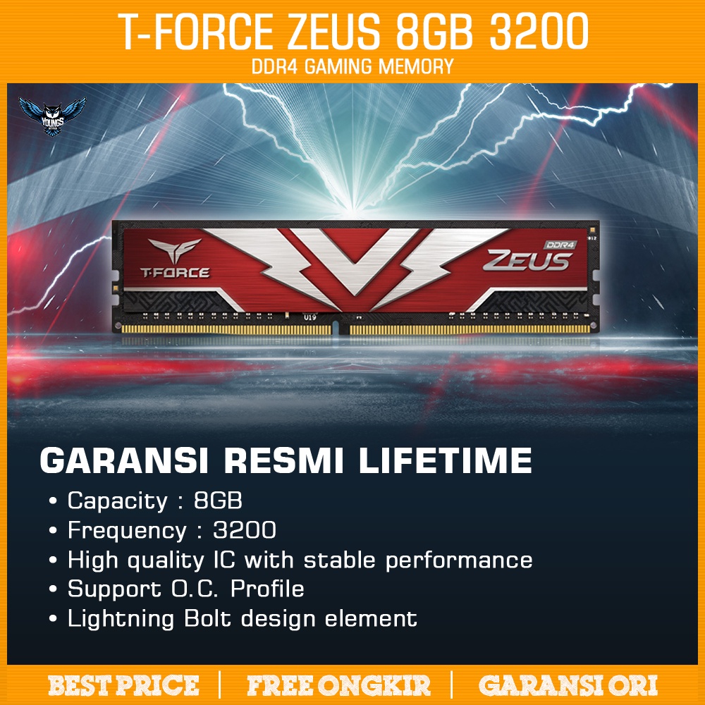 Ram Team T-Force Zeus 8GB 3200 (Single) DDR4 PC 3200MHz Longdimm