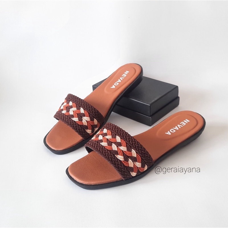 6.6 SALE! Sandal Selop Kepang Nevada - Sandal Slop Anyam - Sandal Wanita Nevada-5