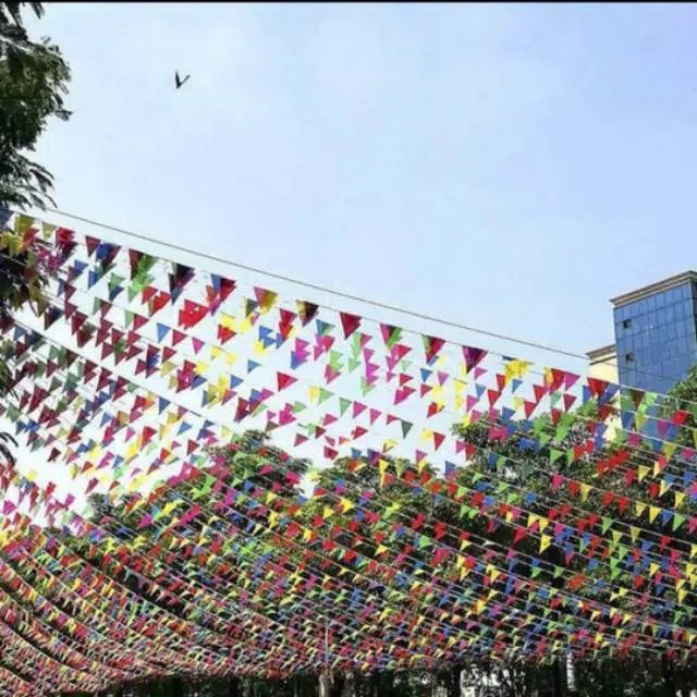 Bunting Flag HUT - Banner Flag - Bendera Hias Festival Segitiga Warna Warni