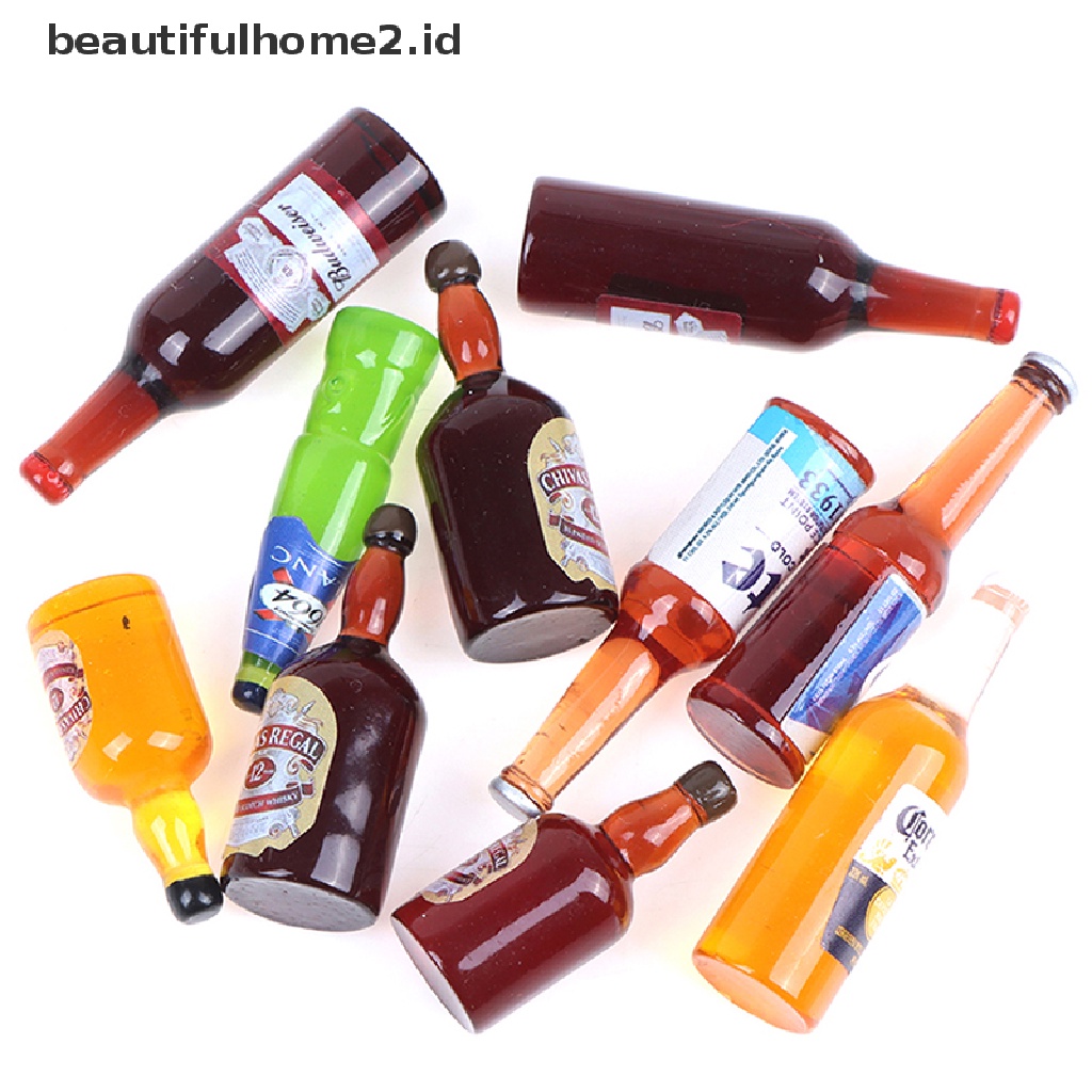 (Beautifulhome2) Buku Literatur Bahasa MandarinId 10pcs Miniatur Botol Wine Skala 1: 12 Untuk Dapur Rumah Boneka