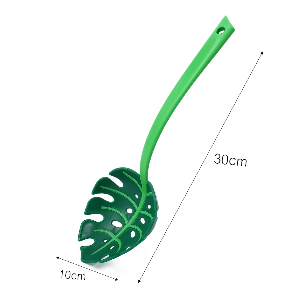 Sendok Saringan Mie Bentuk Daun Hijau Multifungsi Dengan Gagang Panjang Untuk Rumah Tangga