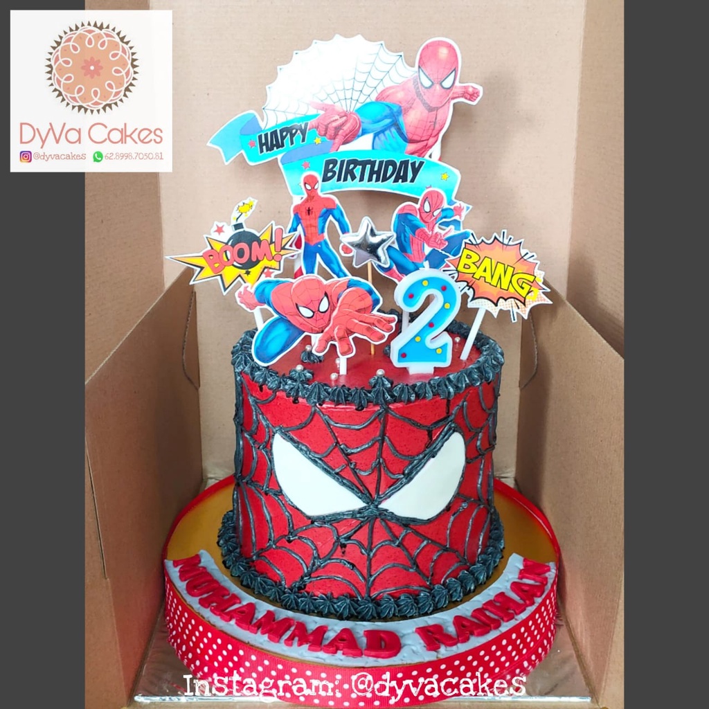 Spiderman Sarang Topper Cake Birthday / Topper Kue Ulang Tahun