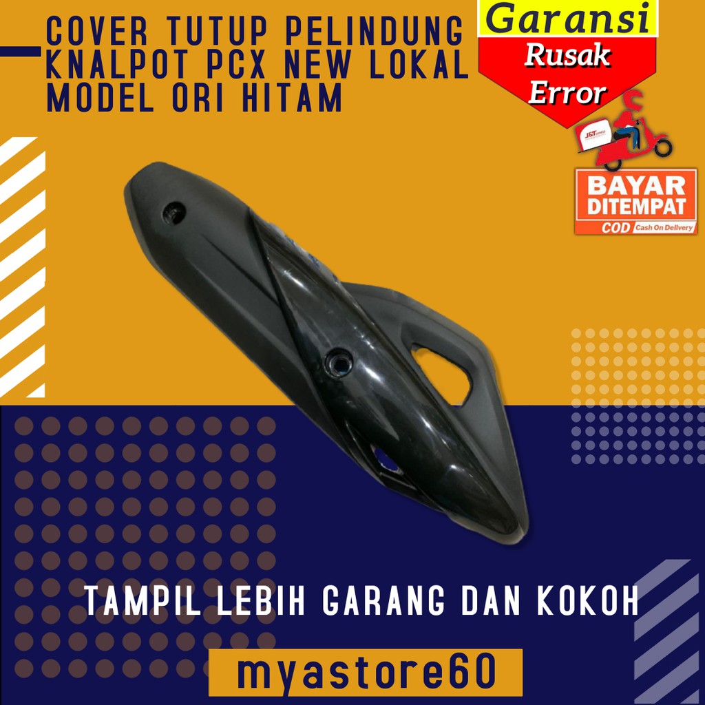 COVER TUTUP PELINDUNG TAMENG KNALPOT PROTECTOR MUFFLER HONDA PCX NEW LOKAL MODEL ORI HITAM TEBAL